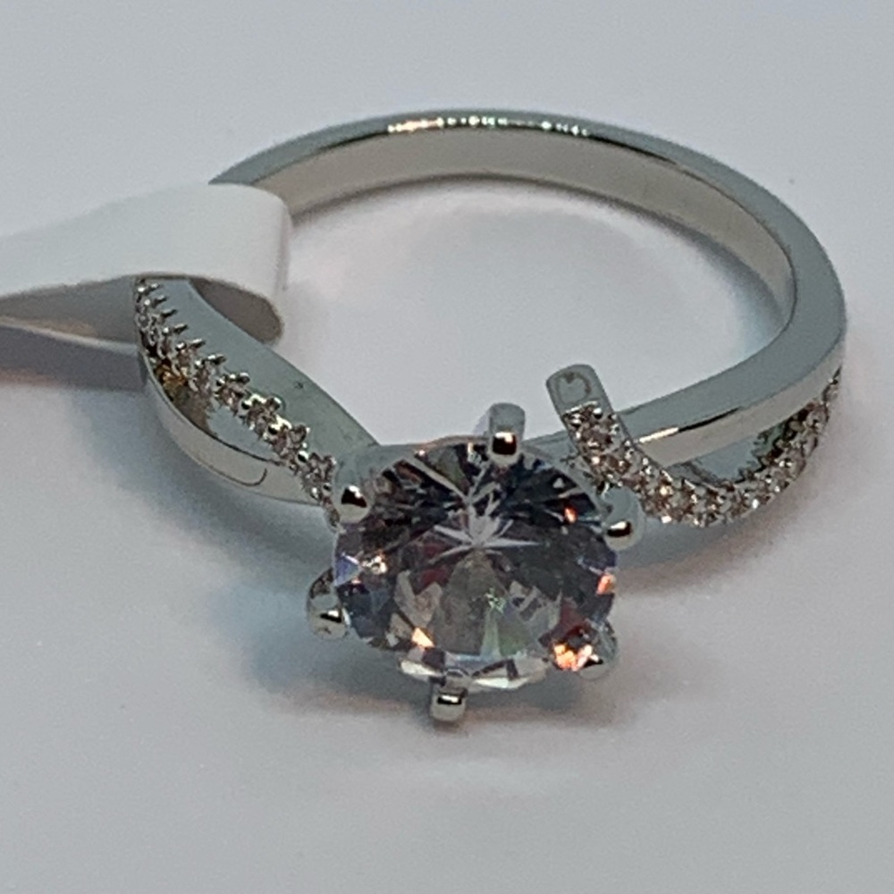 WHITE SAPPHIRE SOLITAIRE 6 PRONG RING - Picture 3 of 6